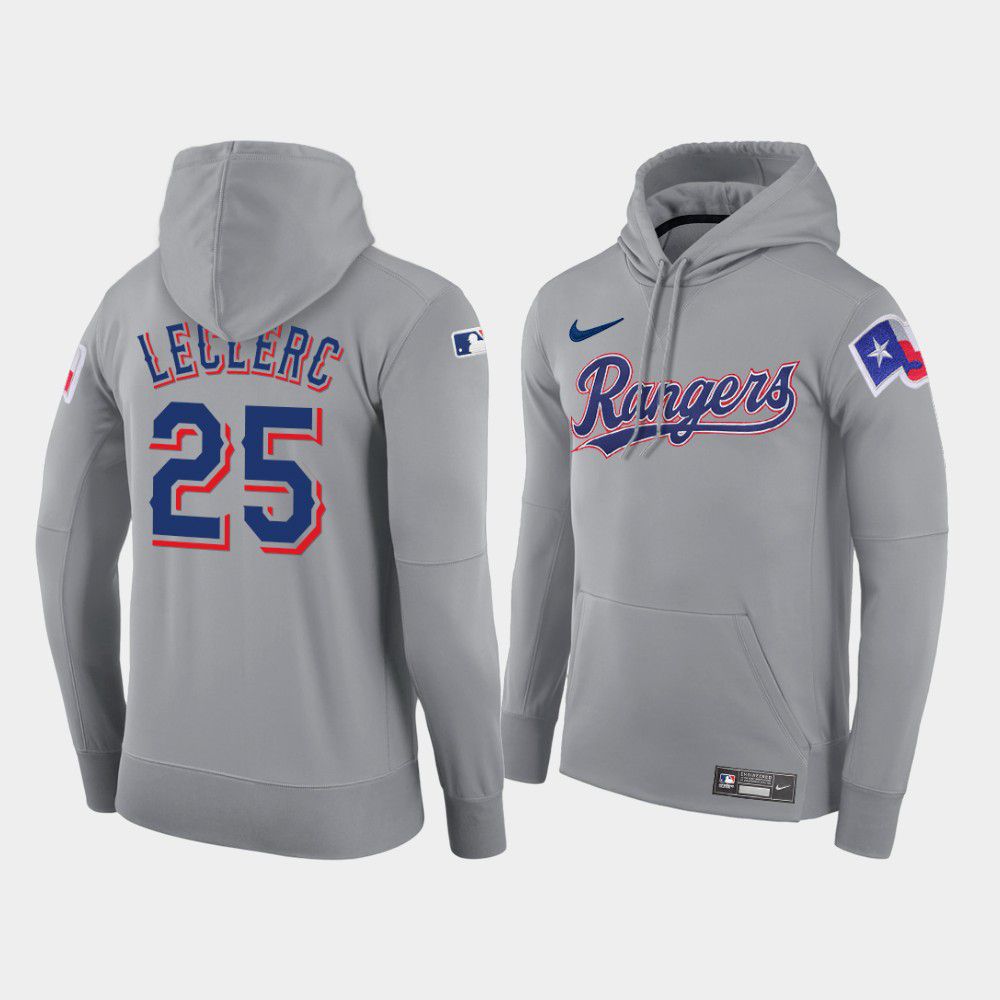 Men Texas Rangers #25 Leclerc gray road hoodie 2021 MLB Nike Jerseys